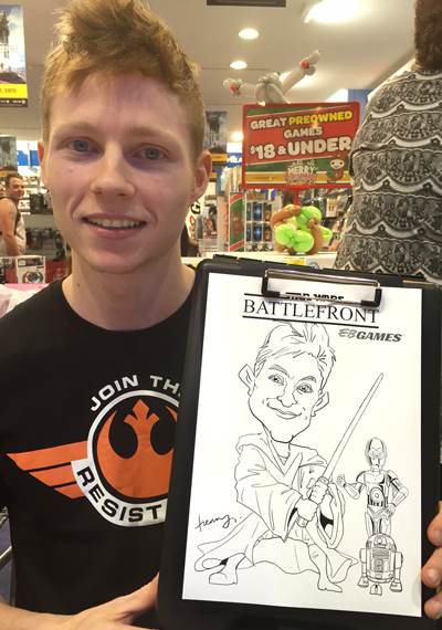 EB Games Live caricature 2